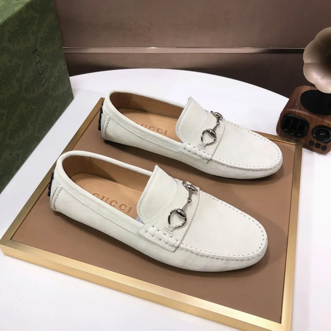 Men's Men's Shoes💰420💰[Gucci GUCCI] (High-end Niuli) New 🍀Gucci*-Gucci Peas Shoes! Made of imported original cowhide, the inner top layer is comfortable cowhide lining! Original wear-resistant rubber outsole! High quality products! Code number 38-44!